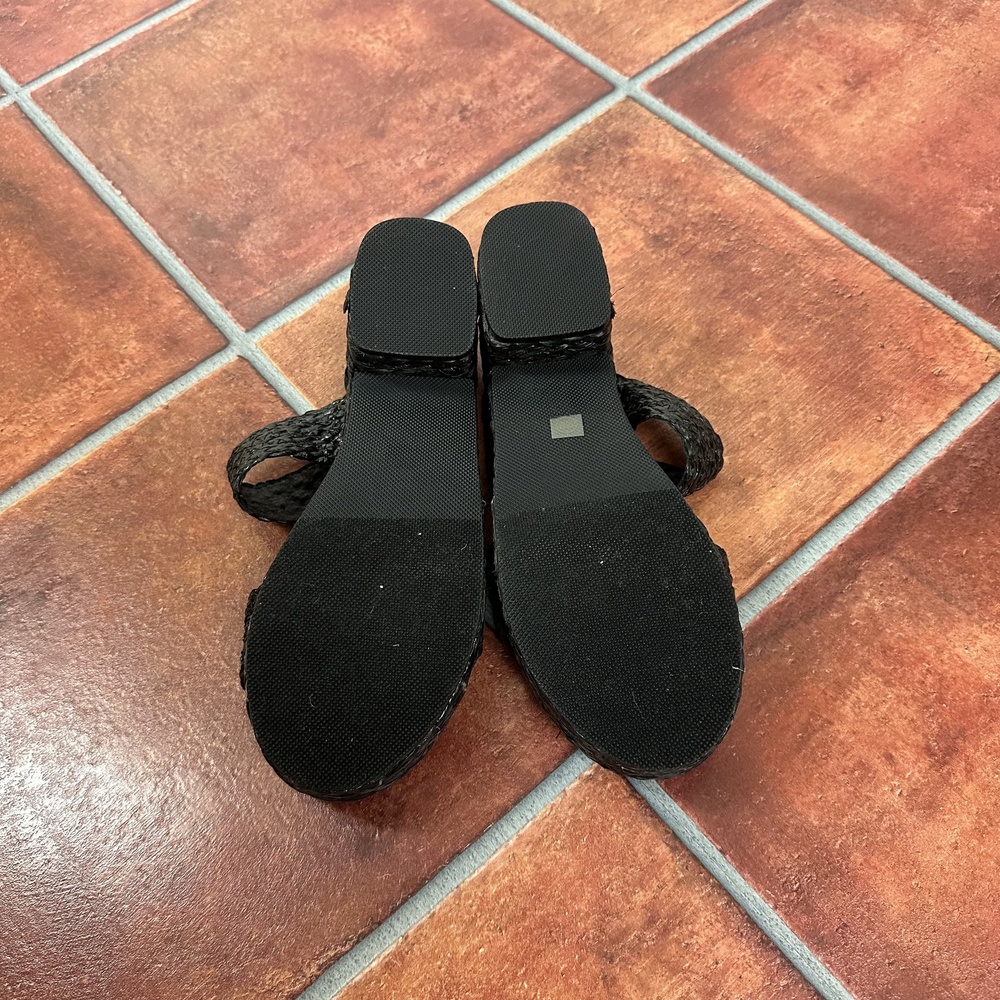 Woven Black Platform Slide Sandals - Picture 9 of 12